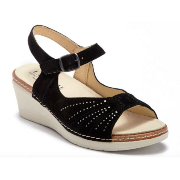 La Plume Perforated Suede Comfort Women's Sandals - Picture 2 of 6